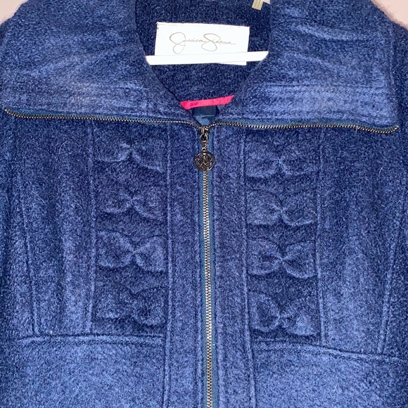 JESSICA SIMPSON Teal wool Bow panel coat - Picture 3 of 5